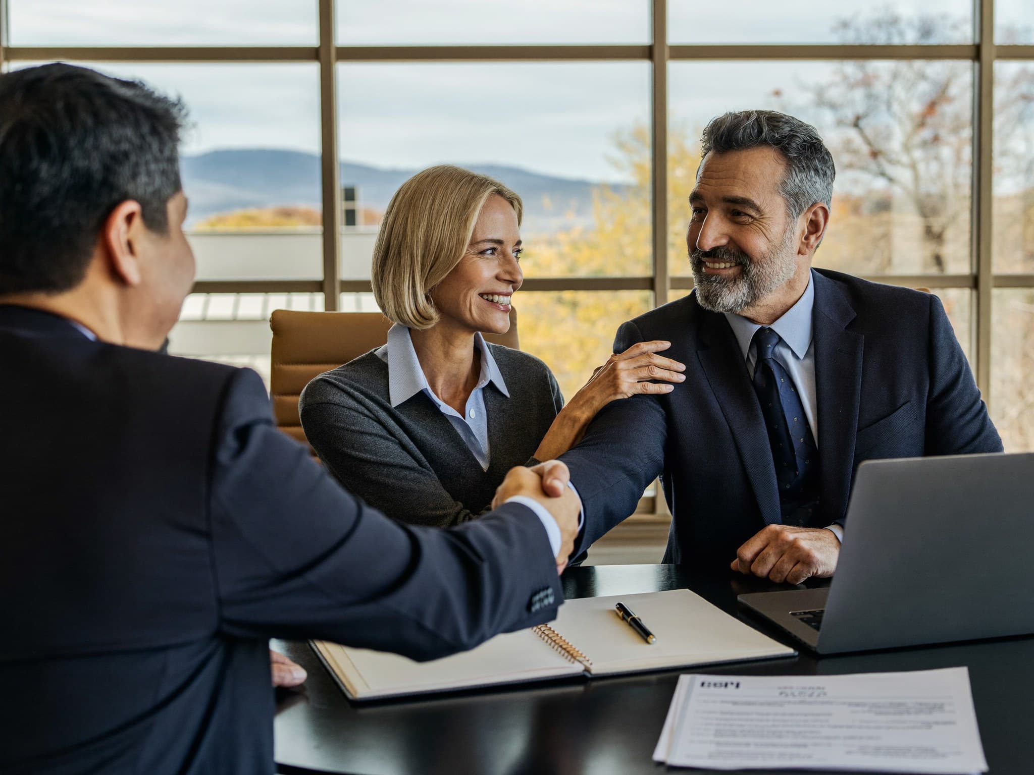Clients reviewing options with an advisor